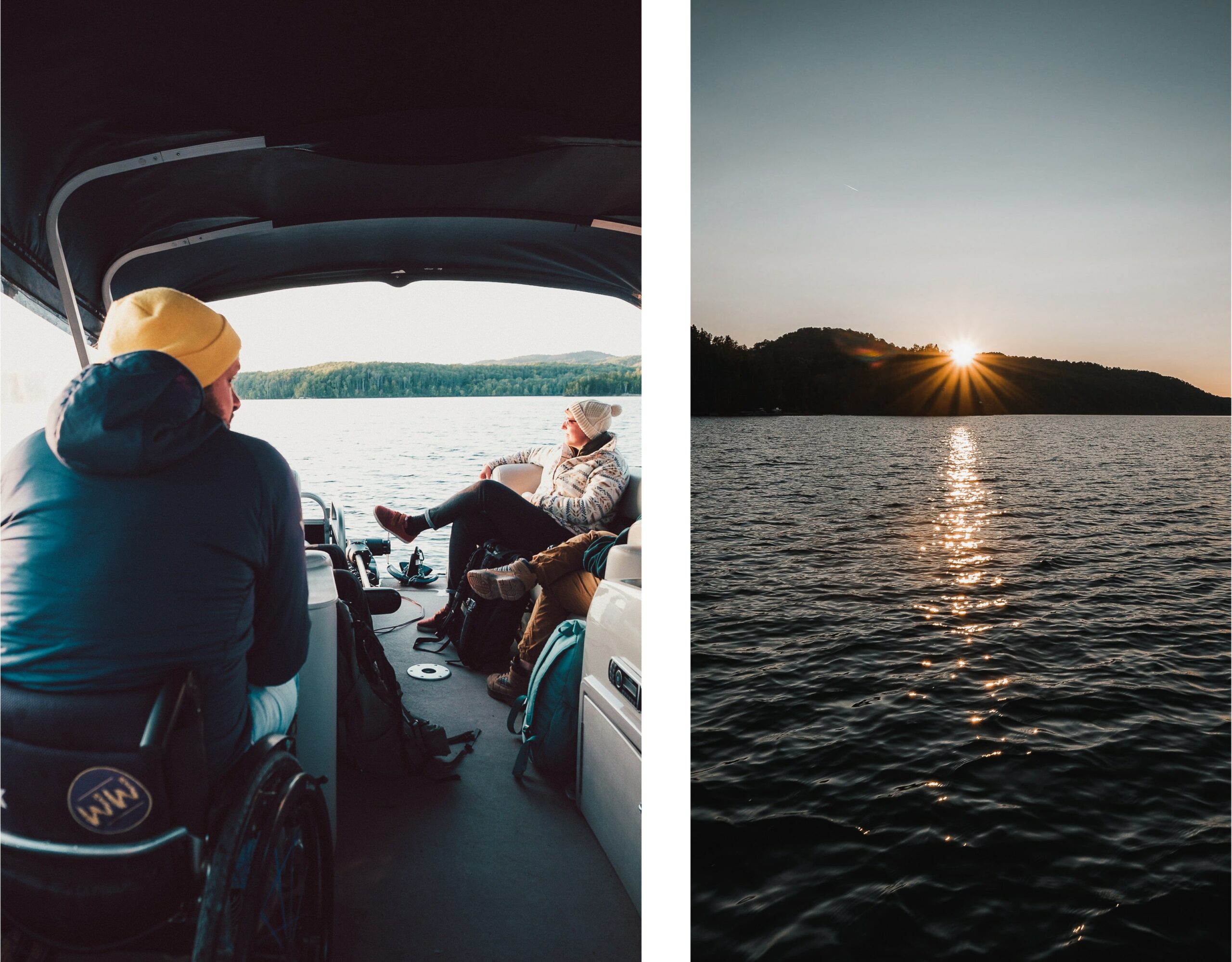 coucher de soleil dans un bateau